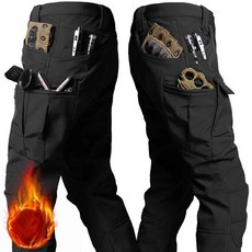 두꺼운 따뜻한 세트 망 겨울 멀티 포켓 후드 전술 재킷 + 방수 X7 전투 바지 2 피스 야외 방풍 기차 양복, XL, Only Black Pant