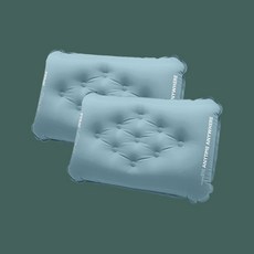 베리앤케이 초경량 에어필로우 캠핑 하이킹 전용 방수 TPU천 30D나일론 경추지지 원터치 공기 주입&배출, 블루, 1개