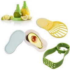 Winterworm 과일 씨 제거기 겨울벌레 아보카도 도구 세트: 스플리터 피터 보관 용기 레몬 스프레이 트레이 검은색 폴리프로필렌 실리콘 손잡이