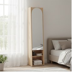 전신거울 수납장 북유럽 침실 보관 심플 틈새 모던, 아이보리