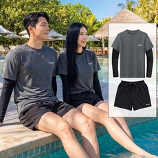 서프라이더 남녀 반팔레이어드래쉬가드 상의+하의 2종세트 / 빅사이즈 SURFRIDER