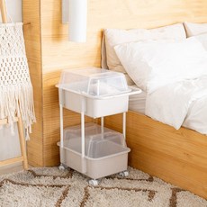 2세대 코코맘 트롤리 2단캡형 이동식 아기용품 기저귀정리함, 1개, 아이보리