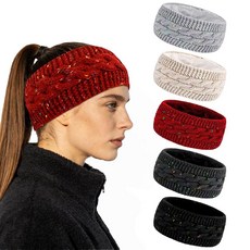 Yariew YARIEW 여성용 겨울 머리띠 5팩 겨울용 이어 워머 부드러운 후리스 안감 헤드밴드 성인용 신축성 있는 두껍고 따뜻한 크로셰 머리띠 헤어 액세서리