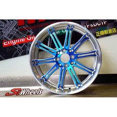 FK鋁圈 17吋 5/108 HS191 高亮銀面陽極藍車邊 鋁合金輪圈, 1個