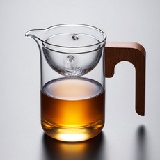 和间茶器 玻璃公道杯 逍遥杯 过滤茶水分离 高硼硅茶具, 胡桃木青柑逍遙杯(白), 1個
