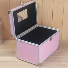 帶鑰匙密碼掛鎖箱子 防盜易擦洗清潔化妝品收納箱 帶鎖收納盒, 粉色30*20*22密碼鎖,防水單層黑皮革內襯