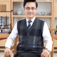 MOSAIRATION 봄가을 두꺼운 중년남성 옷 5060대 아빠옷 보온 스웨터 조끼 가디건 니트 베스트 H16