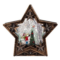 VZLU 聖誕節裝飾水晶球 飄雪雪花燈 發光聖誕老人燈 創意禮物 溫馨夜燈, 五角星款-小孩與樹