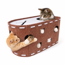 안나네 고양이 펠트 숨숨집 스크래쳐 조립형하우스(브라운), 1개, 브라운