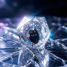 [4] Luazuri 액체 코어 주사위 고양이 DND 주사위 세트 박스 포함 레진 던전 드래곤 D 및 D 주사위 7개 샤프 엣지 롤 플레잉 게임 주사위 D20 D12 D, 레인보우 화이트