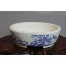 小樹安每 山水圖橢圓鉢 15cm，精緻餐桌擺設，提升用餐美學, 1個