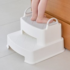 아이팜 더 와이드 디딤대 유아발판 미끄럼방지, 2단 화이트