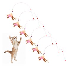 러너즈 고양이 낚시대 깃털 와이어 장난감, 혼합색상, 6개