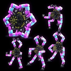 피젯 장난감 4개 대량 변형 가능한 피젯 스피너 어린이 및 성인용 스트레스 완화 감각 장난감 로봇 스피너 장난감 발렌타인 데이 선물 부활절 바구니 스터퍼 글로우 옐로, 글로우 퍼플 블루