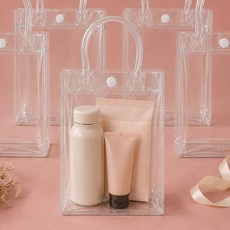 이루모아 답례품 간식 선물포장 PVC 손잡이 쇼핑백 구디백, 5개, 투명3호