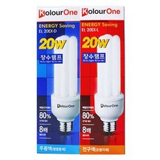 장수램프 안정기 내장형 전구형 형광램프 20W EL 20EX-D, 주광색, 2개