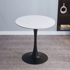 거실테이블 원형테이블 2인세라믹식탁 2인 3인 2인용, 60x60x75cm, 1개, 두꺼운 유광 블랙