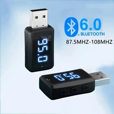 자동차 블루투스 6.0 어댑터 FM 송신기 수신기 핸즈프리 통화 미니 USB 무선 자동차 오디오 어댑터 (LED 디, 01 빠른, 01 BT6.0