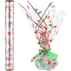 셀로판지 코팅지 PVC 프리티줌 100피트 크리스마스 셀로판 랩 롤 2.5밀 포장지 꽃바구니 예술 공예 파티 꽃 선물바구니 음식