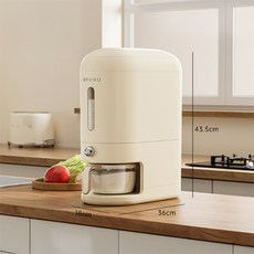 일상가 식약처KC인증 원터치 방습 밀폐 계량 쌀보관함 쌀통, 1개, 크림 화이트