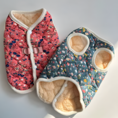 펫파션 촌캉스 누빔 D링 양털 강아지 패딩조끼 애견 겨울옷, 1개, 핑크