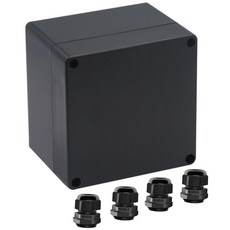 정션 박스 IP65 방수 ABS 플라스틱 전기 프로젝트 케이스 파워 고정 이어 블랙이 적용된 6.3x4.33x3.54인치160x110x90mm, 4.72"x4.72"x3.54"_Black, 1개