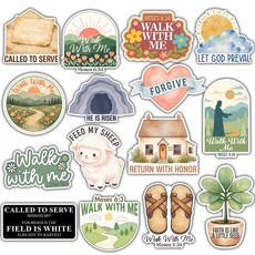 BAVAHA (15개-3인치) 2026 청소년 LDS 테마 Walk With Me 스티커 팩 기독교 종교 선교사 선물 장로 자매 선교사를 위한 비닐 데칼 저널 킨들 자동차 창문
