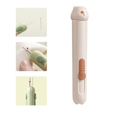 [루이/3IN1 디자인] 더블 헤드 실뜨개 리퍼 바늘꿰기 바늘 보관 기능 내장형, 크림색, 1개