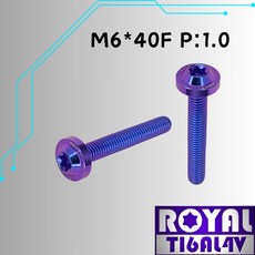 ROYAL 鈦合金螺絲 M6*40F 飛碟頭 幻彩藍, 1個