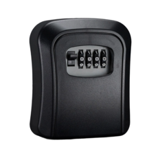 鋁合金密碼鑰匙盒 壁掛式防盜鑰匙收納箱 四位數組合鎖 黑色, 黑, 1個