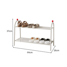 簡易收納架 64x28x37cm 雙層置物架, 奶油風米白色兩層, 1個