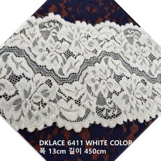 dklace 스판 레이스 6411 레이스 폭 13cm 자수 원단 홈패션 리폼 퀼트 부자재 화이트 블랙, 5개