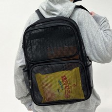 블랙 33x45 망사 메쉬 백팩 배낭 가방 어깨 메는 대형 메시 그물 백