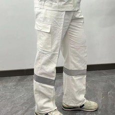 耐磨勞保純棉工作服春鞦套裝 海油工程電焊防燙工地船廠工裝, 1個, 春鞦款純棉純白色單褲,190XXXXX180210斤, 純白色, 單褲