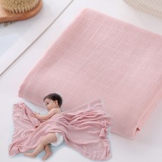 GoGraphy 紗布包巾 竹纖維 x 棉 黃金比例 包巾 新生兒 出院必備 背巾 推車蓋毯 毯子 午睡被 紗布巾, 寶寶粉