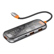 WiWU Cyber系列 USB-C HUB 高速傳輸 輕巧便攜, HUB 透明五合一多功能集線器, 1個