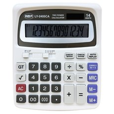 利百代 LY-2405CA 桌上型計算機 14位數字 雙電源, 白色, 1個