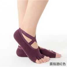 交叉瑜珈襪 窈窕防滑運動襪 女芭蕾舞蹈分趾襪 - 防滑分趾設計，舒適吸汗，瑜珈舞蹈適用