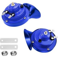 트럭용 HECENVEI 트레인 호른 - 130 DB 슈퍼 라우드 보트 마린 12V 방수 전기 달팽이 자동차 에어 오토바이 키트 교체용 액세서리 2개 빨간색, Blue