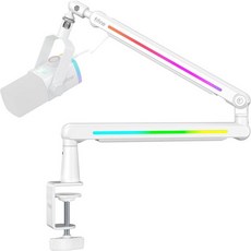 FIFINE RGB 마이크 붐 암 낮은 프로파일 회전 가능한 책상 거치대 스탠드 케이블 정리용 팟캐스트 스트리밍 게임 스튜디오BM88ProW, FIFINE 피핀 피파인 RGB 마이크 붐 Arm 로우