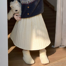 델루비오 겨울 아동 여아 밴딩 누빔 퀼팅 스커트 유아 주니어 A라인 미디 치마