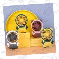 동물캐릭터 손잡이형 회전날개 무선충전식 휴대간편 야외활동 여행용 개인냉방기구, 상세페이지 참조, 핑크