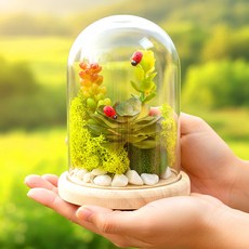 스칸디아모스 화분 만들기 봄 아크릴돔 수목원 원예 키트 노인 diy 수업 재료 어르신, 모스 다육이 아크릴돔 장식(P0000LJE)