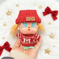 CRYBABY baby clothes tears factory crying new year M 빨간 스웨터 니트웨어 모자 가방 세트 15CM 인형, 15CM 울음 아기 옷에는 인형이 포함되지 않습니다, 새해 M 스웨터 + 빨간 곰 표시 모자