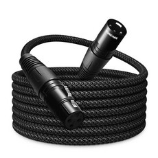 애크 XLR 마이크 케이블 남녀 3핀 나일론 브레이드 스튜디오 라이브 프로덕션 6피트 200만 블랙, 10 Feet, 10 Feet