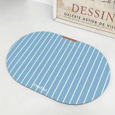 파인다즈 모던 스트라이프 빨아쓰는 규조토 발매트, 스카이블루