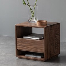 實木床頭櫃 邊幾 置物架 北歐 黑胡桃木床頭櫃 實木 家用 現代簡約 民宿 儲物 小戶型臥室床邊柜子, 1個, 松木櫻桃色40*36*50,整裝(無需安裝開箱即用)