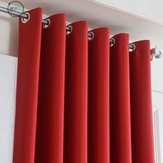 墟里居大紅色窗簾遮光喜慶婚慶婚房結婚窗簾背景中國紅臥室窗簾布料, 雙面大紅100％遮光度（打孔式）,寬2.7*高2.2【高可改】