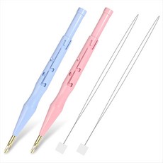 2 팩 조정 가능한 자수 펀치 바늘 펜 도구 펀치 바늘 조정 가능한 바느질 실꿰기 바늘 Felting Threader