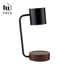 好物良品 北歐簡樸融蠟燈 桌面氣氛夜燈 (附贈鹵素燈泡) - 氛圍燈 室內芳香 交換禮物, 經典黑+胡桃木